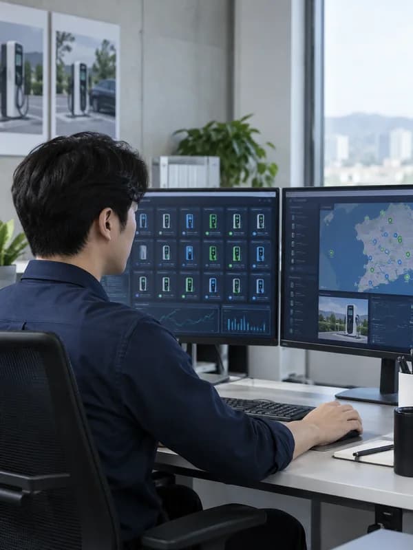 충전소 운영 상태를 모니터링하는 관제 담당자
